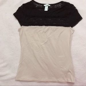 Lace Top Black and Pastel Peach Top 🍑✨